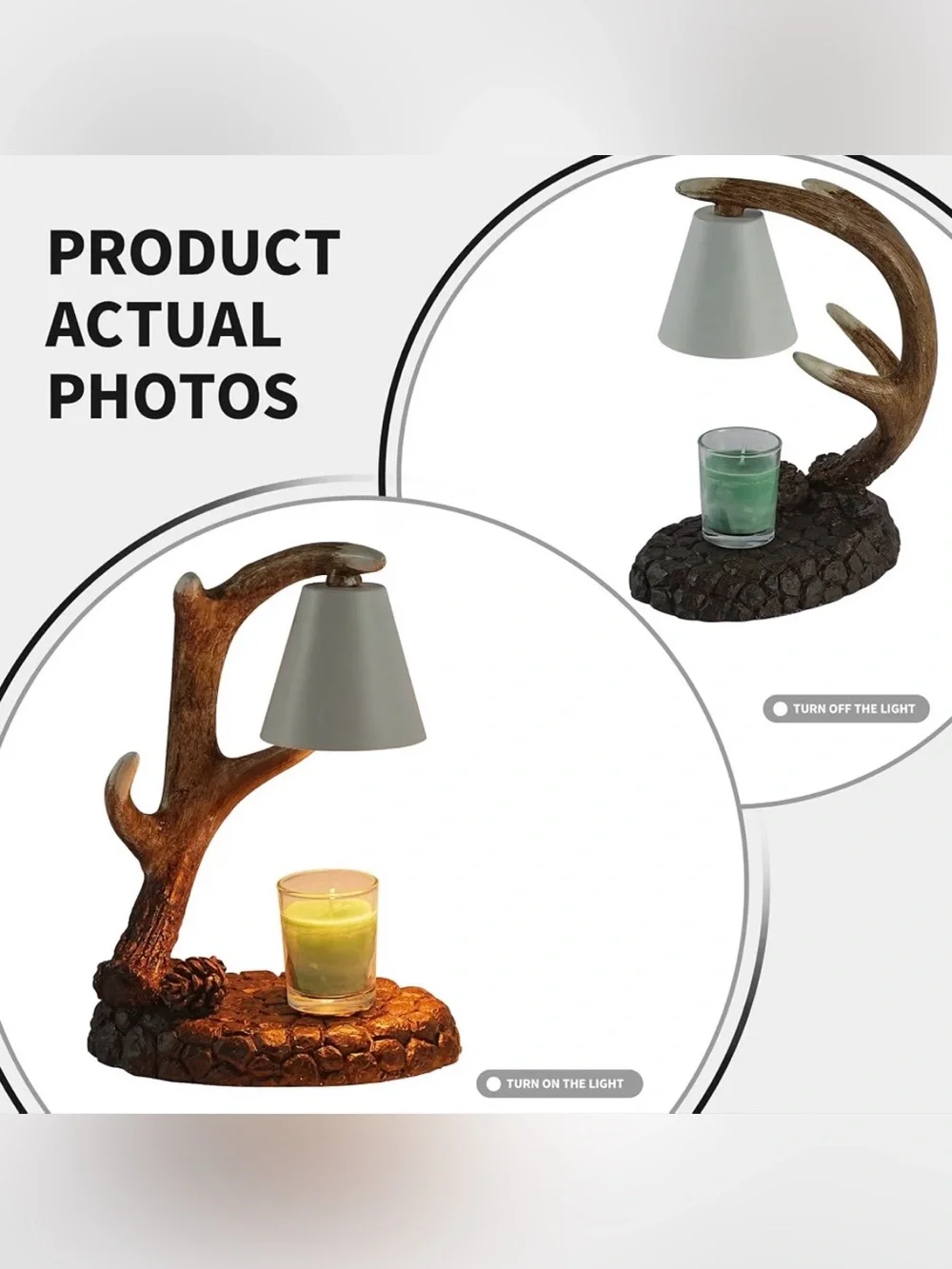 Deer Antler Wax Warmer Lamp - 10.25in Resin Flameless Candle Melter